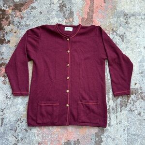 Vintage Burgundy Button-Up Cardigan